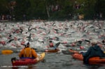 Ironman swims provide the most chaotic starts. Photo: Larry Rosa Ironman swims provide the most chaotic starts. Photo: Larry Rosa