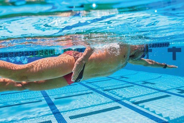 Pro Matty Reed demonstrates the "exit" phase of the swim stroke. Photo: Nils Nilsen