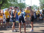 Potts, Reed and Bennett catch their breath after the sprint finish. Photo: Liz Hichens Potts, Reed and Bennett catch their breath after the sprint finish. Photo: Liz Hichens