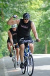 Ted Johnson (foreground) and Max Lane, former New England Patriots, biked 70 miles as part of the Memory Ride. Photo: Art Cambell Ted Johnson (foreground) and Max Lane, former New England Patriots, biked 70 miles as part of the Memory Ride. Photo: Art Cambell