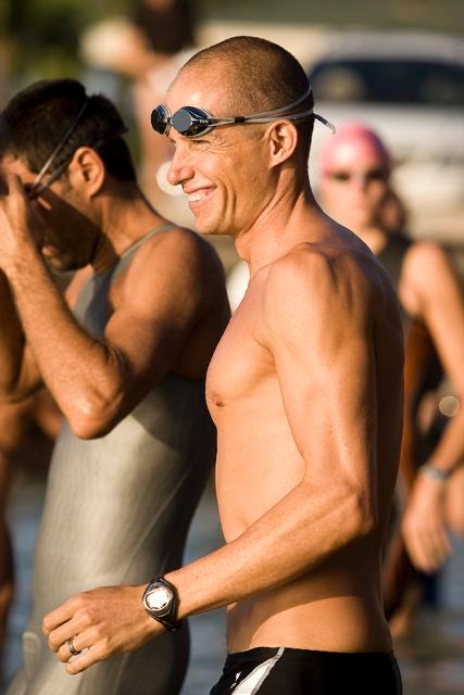 Chris Lieto keeps things light with a smile pre-swim. Photo: Kurt Hoy Chris Lieto keeps things light with a smile pre-swim. Photo: Kurt Hoy