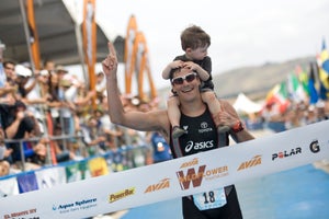 PottsFinish_1 Andy Potts, like many athletes, make it a priority to bring family to races whenever possible. Photo: Jay Prasuhn