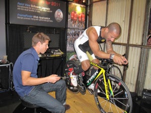 Tony Kanaan gets Retul'ed Even the most expensive bike won't do you much good if you aren't properly fit to the bike. Photo: Aaron Hersh