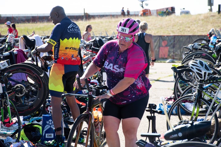 A triathlete races a half-ironman after using a Super Simple 70.3 Training Plan.