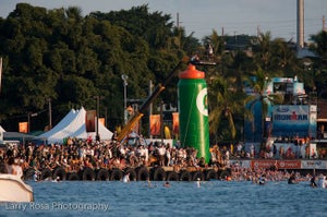 The pros will be more than half done with the swim by the time age groupers start the day at 7 a.m. Photo: Larry Rosa