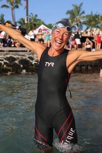 0906 Chrissie Wellington shows off the new Tyr Torque Pro. Photo: Kurt Hoy
