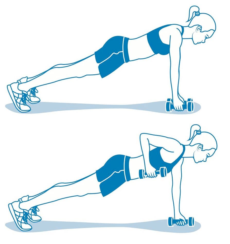 Plank Rows are an essential strength training for swimmers exercise and also important for triathlon swim strength.