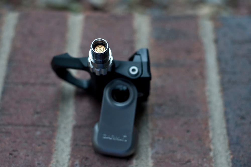 The Vector pod plugs into the back end of the spindle, shown here. Photo: Caley Fretz | VeloNews.com