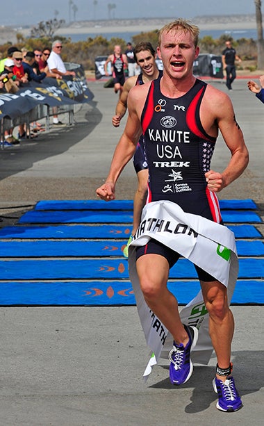 Ben Kanute took the win in the men's race by less than a second. Photo: Rich Cruse/USA Triathlon