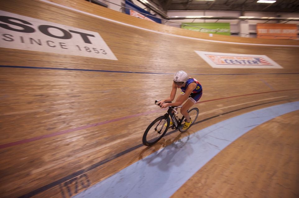 The next helmet tested was the Giro Selector. It was faster than the Air Attack, but Cave felt noticeably warmer in it. Photo: Aaron Hersh