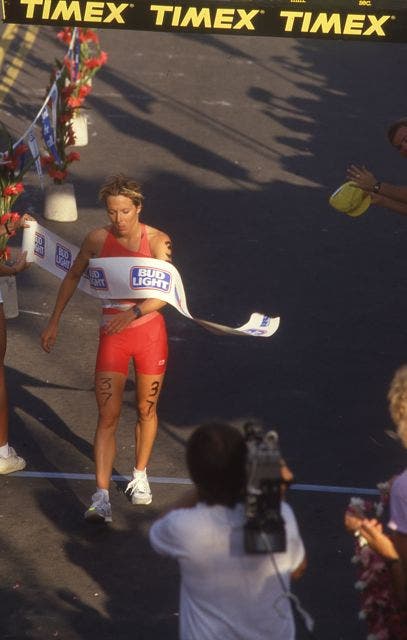 Sylviane Puntous finished second in 9:36: 57, a minute and a half behind Erin Baker. Photo: Lois Schwartz