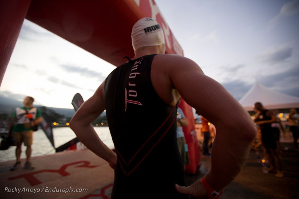 An athlete gets ready to swim at the Ironman World Championship. Photo: Rocky Arroyo