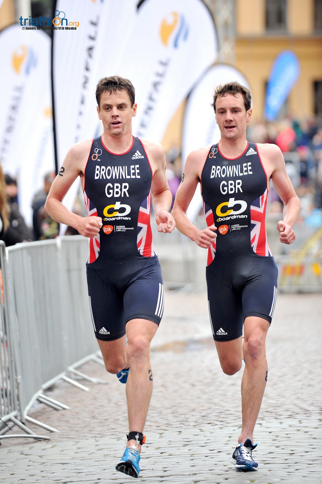 The Brownlee brothers at the 2014 running of the Stockholm race. Photo: Janos Schmidt/Triathlon.org