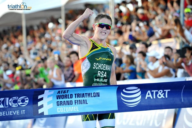 Henri Schoeman earned his first WTS win after Jonathan Brownlee struggled to the finish. Photo: Janos Schmidt/Triathlon.org
