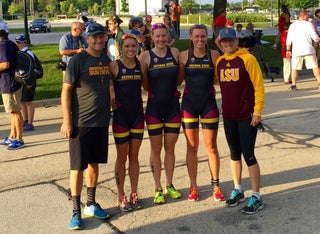 Head coach Cliff English, Katie Gorczyca, Charlotte Ahrens, Delaney Bucker and assistant coach Erin Densham. Photo provided by ASU.