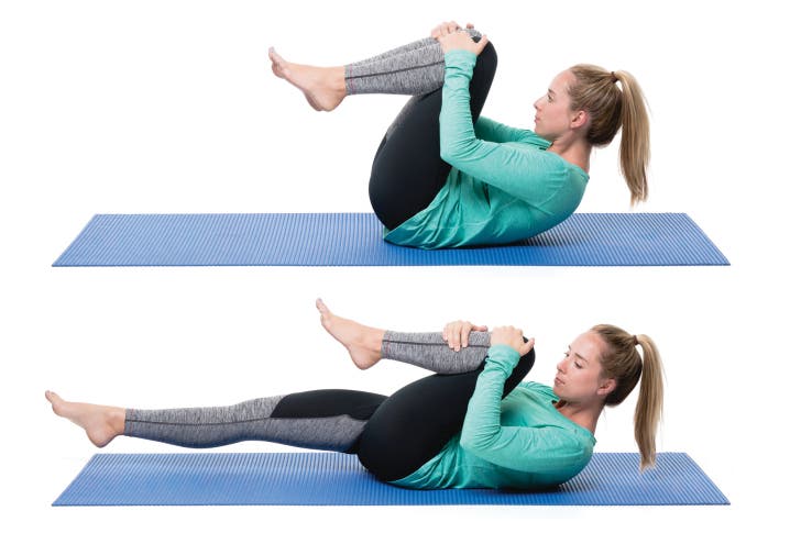 The single-leg stretch is a Pilates move triathletes can do anywhere.