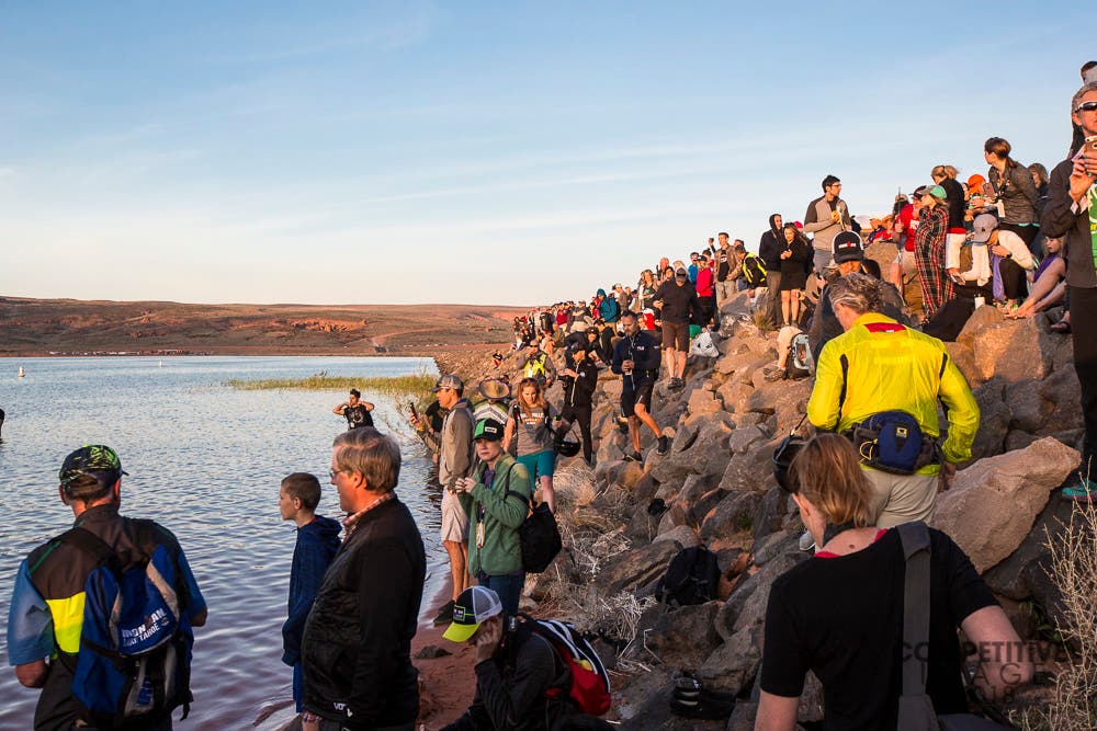 Ironman St. George Spectators watch the swim and think about where to watch the Ironman St. George race.