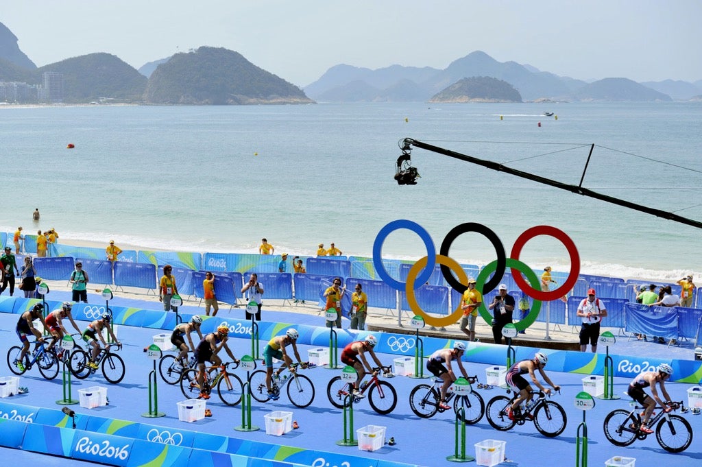 Athletes compete at the 2016 Rio Olympics. Photo: Janos Schmidt/Triathlon.org