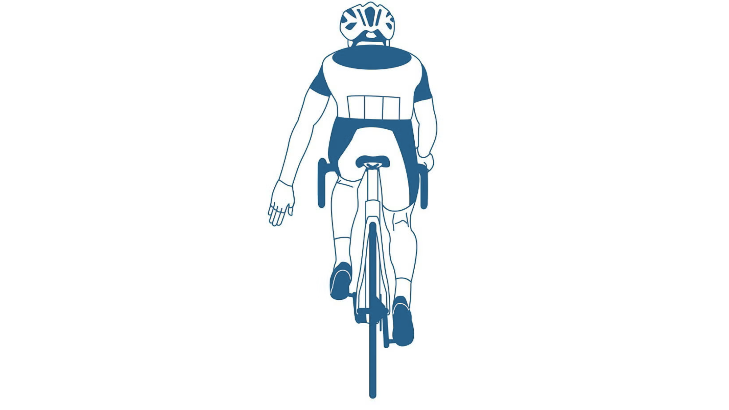 Cyclists place their left hand straight down near their hip to signal that they are slowing down.