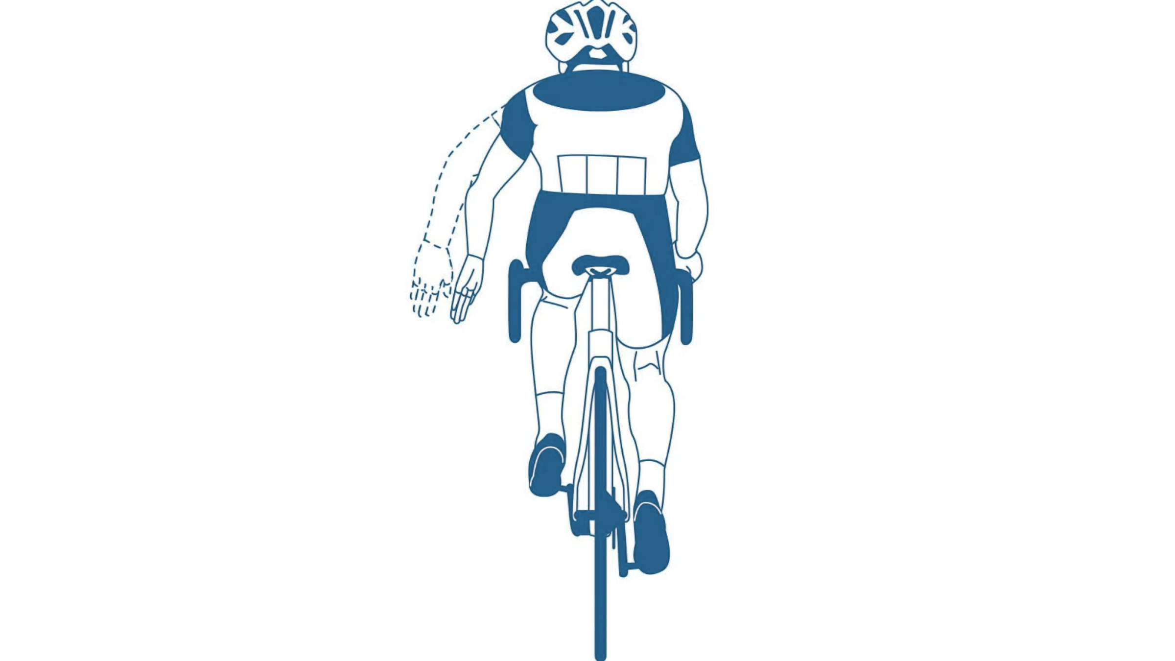To indicate stopping, cyclists will place their left arm down, generally in a 90-degree angle with the elbow up.