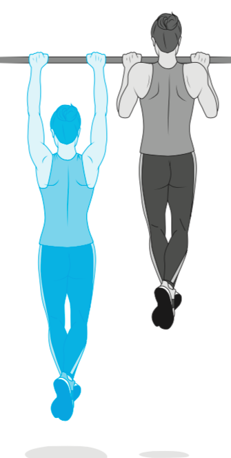 Diagram showing how to complete a pull up.
