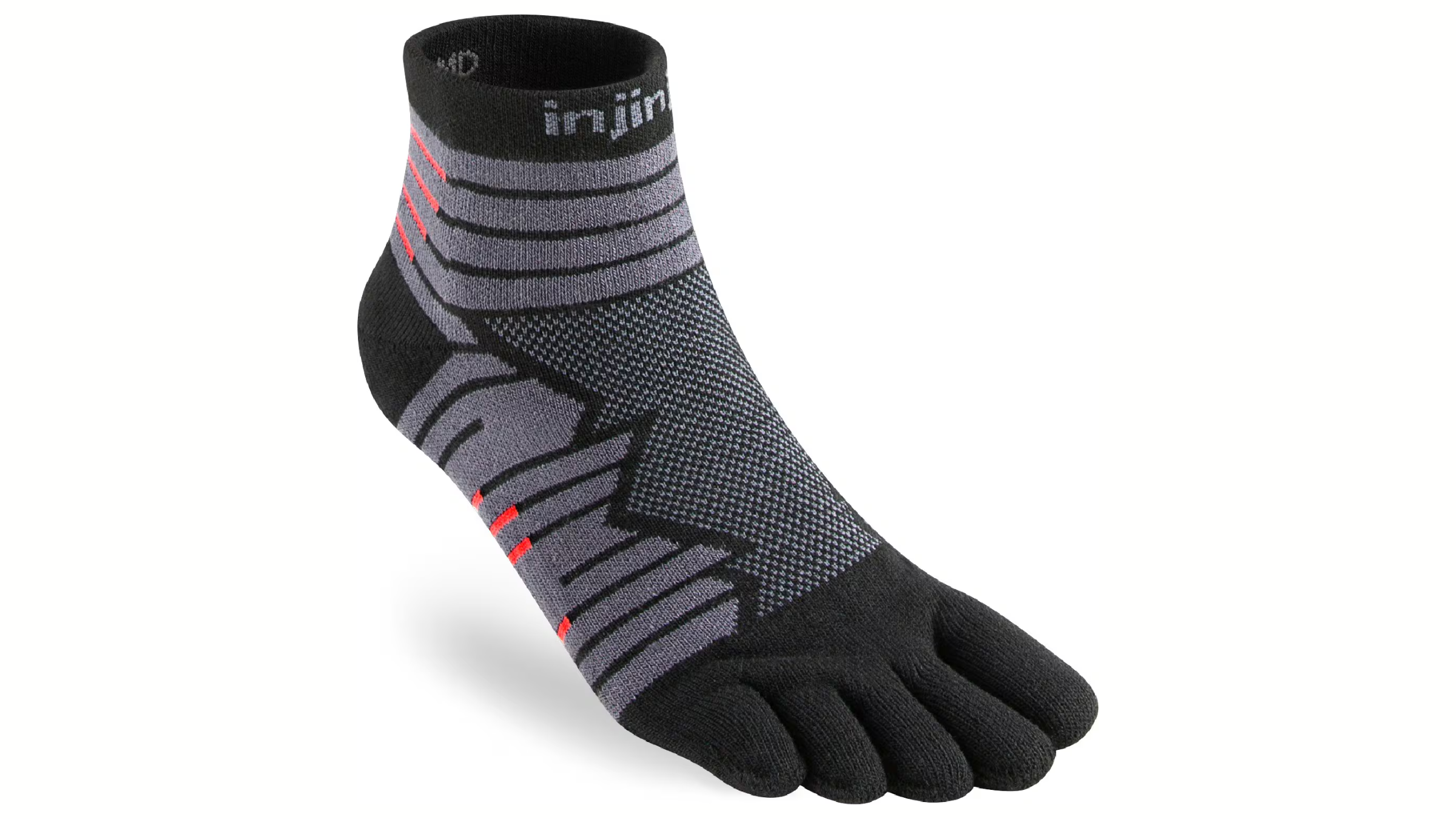 Injinji Black and Gray Socks on White Background, Father's Day Gift for Athletes