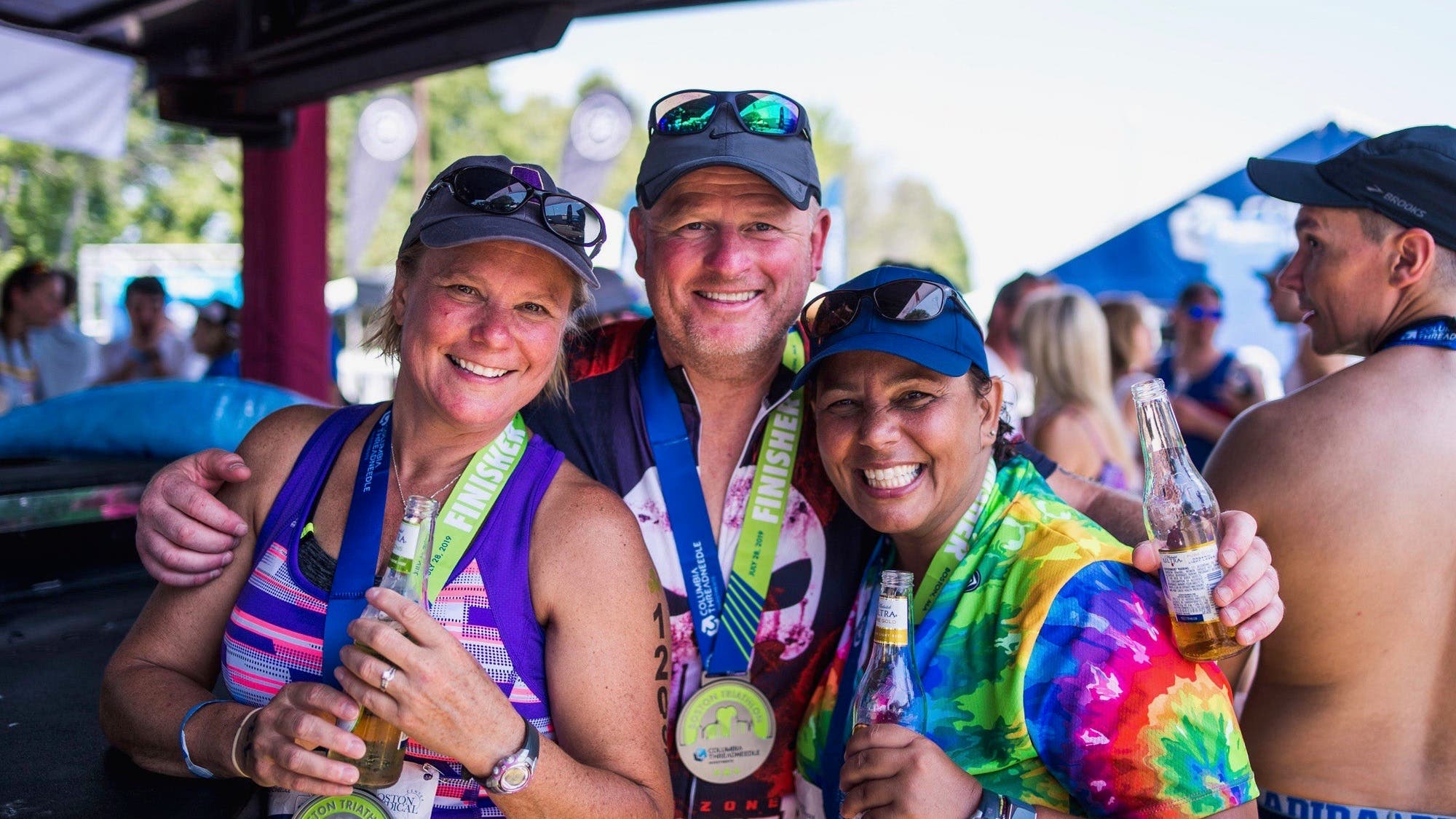 Athletes after competing an Olympic distance triathlon in Boston. The Chicago Olympic distance is one of the most popular events in the sport.