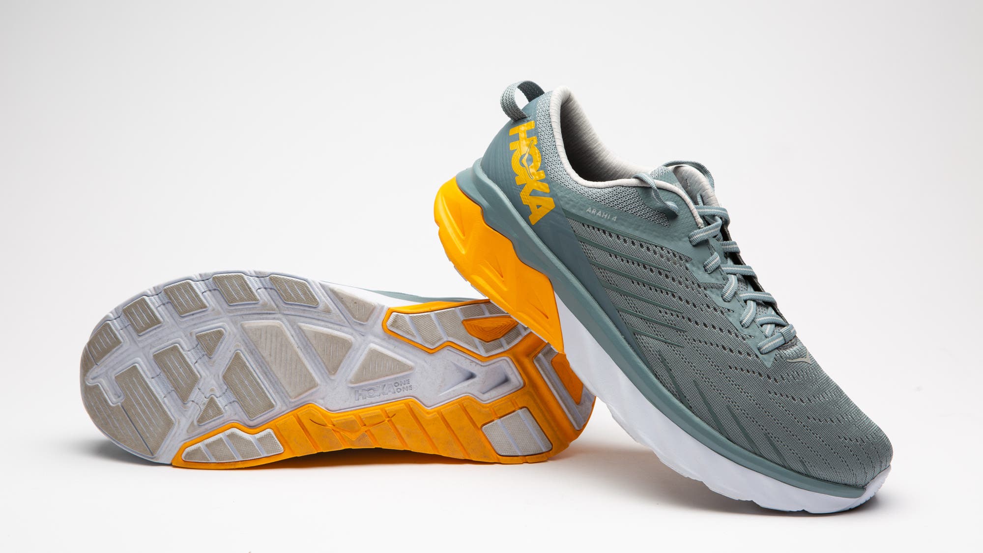 Hoka Arahi 4 Men\'s Running‎ Shoes Gray Yellow Size 9 HOKA Men main image 4