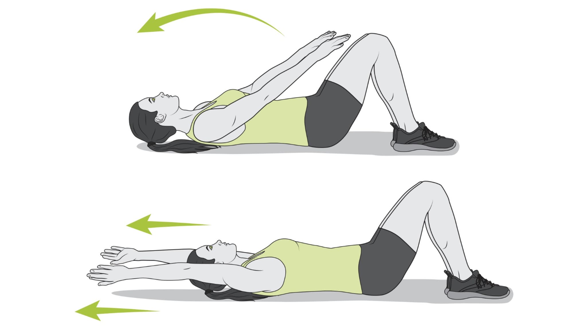 Woman performing shoulder shrug overhead extension