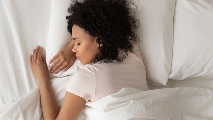 An athlete does not have trouble falling asleep after a run.