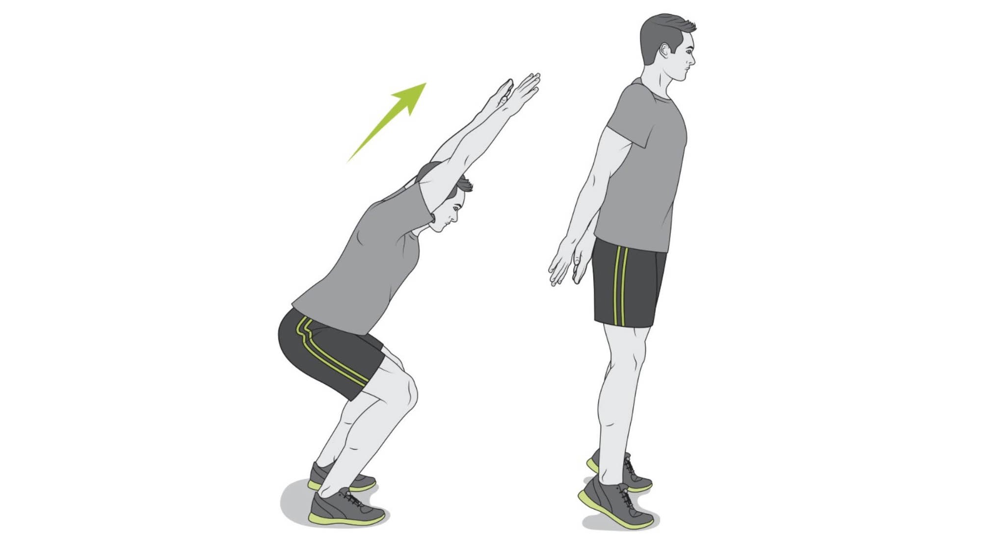 Man performing triple extension Y reach