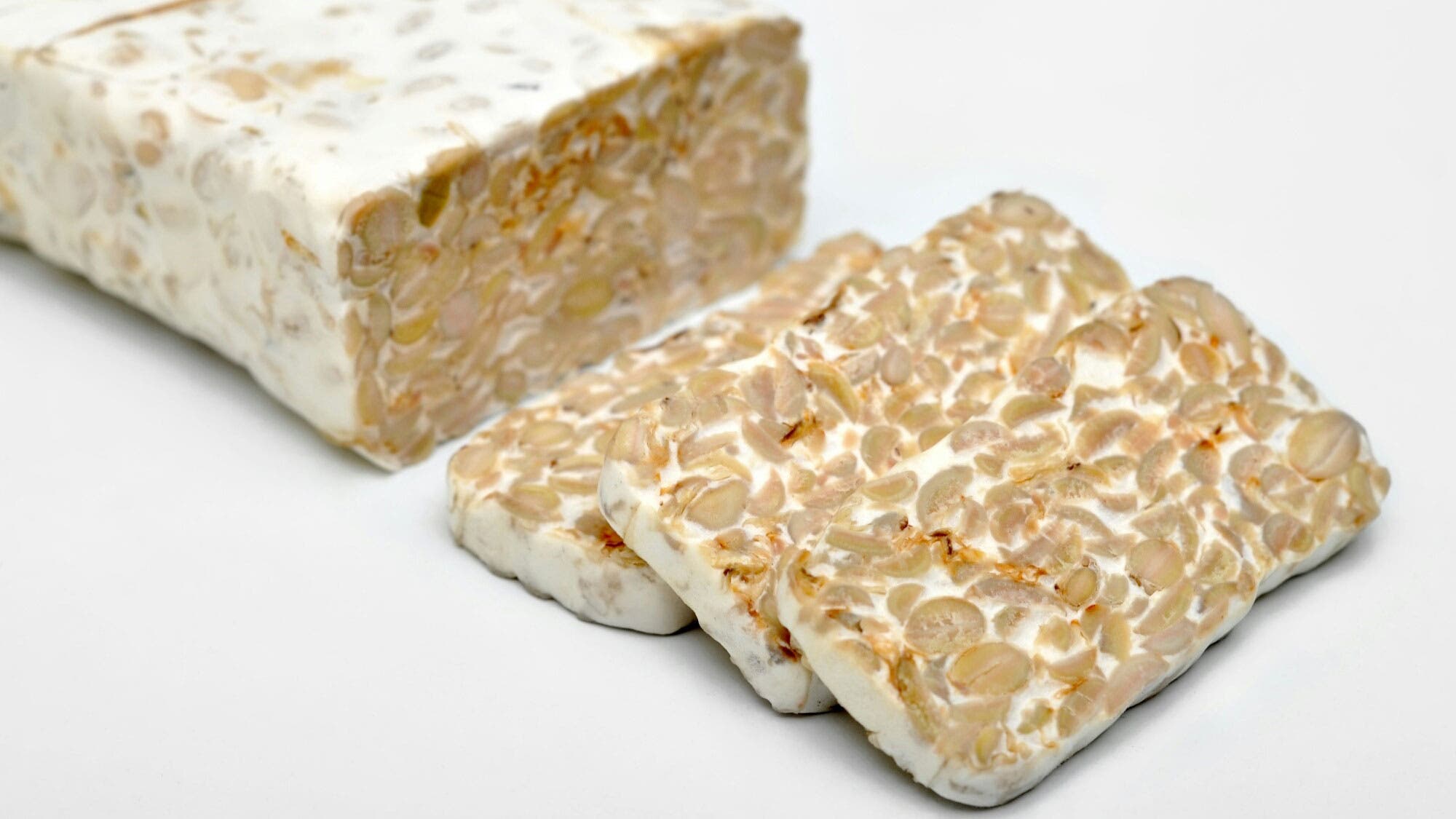 Sliced block of tempeh