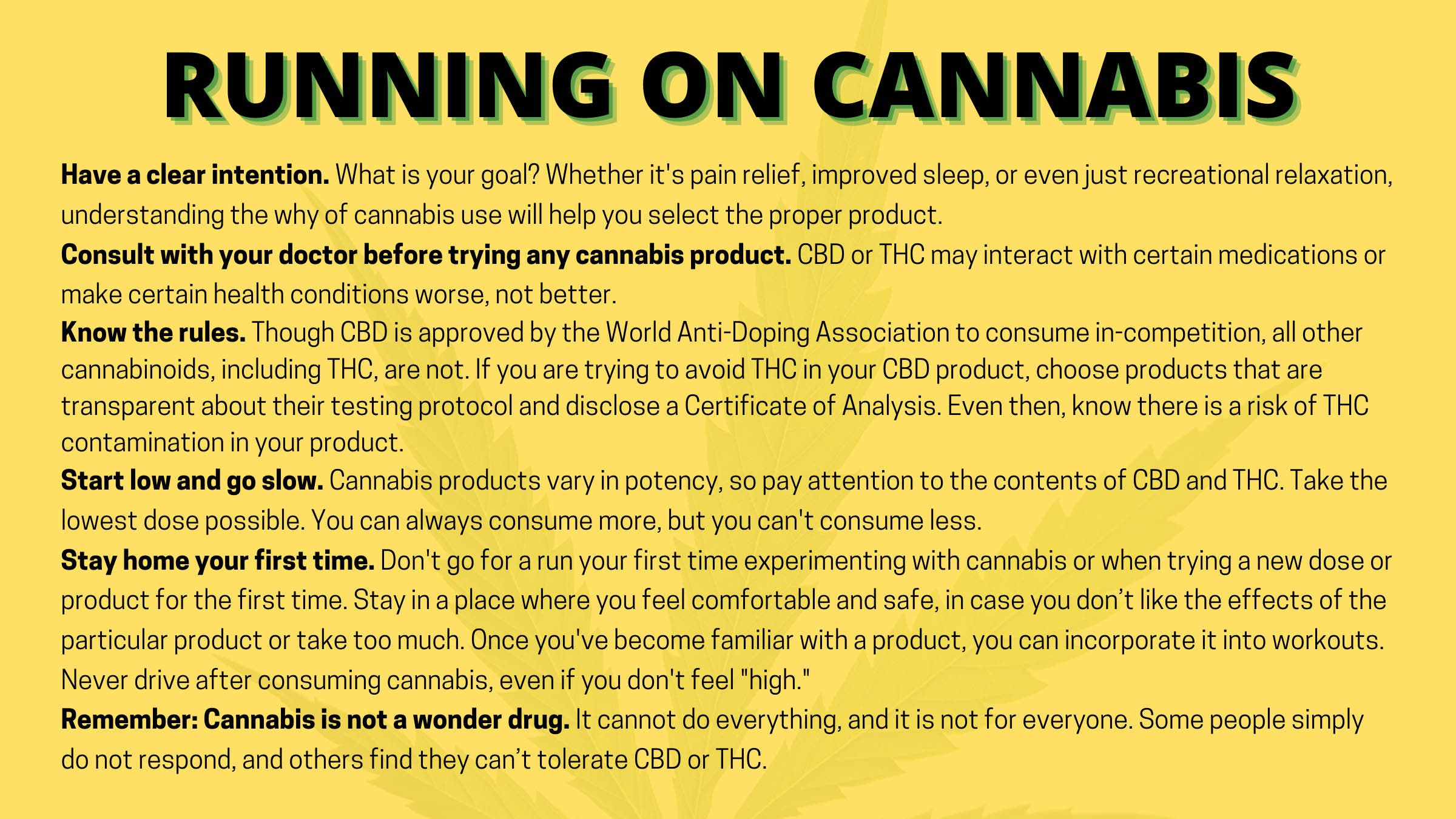 Infographic on the effects of running while on cannabis