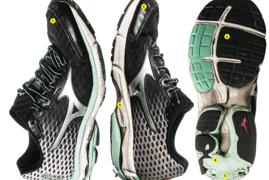 A great illustration of when it's time to replace running shoes.