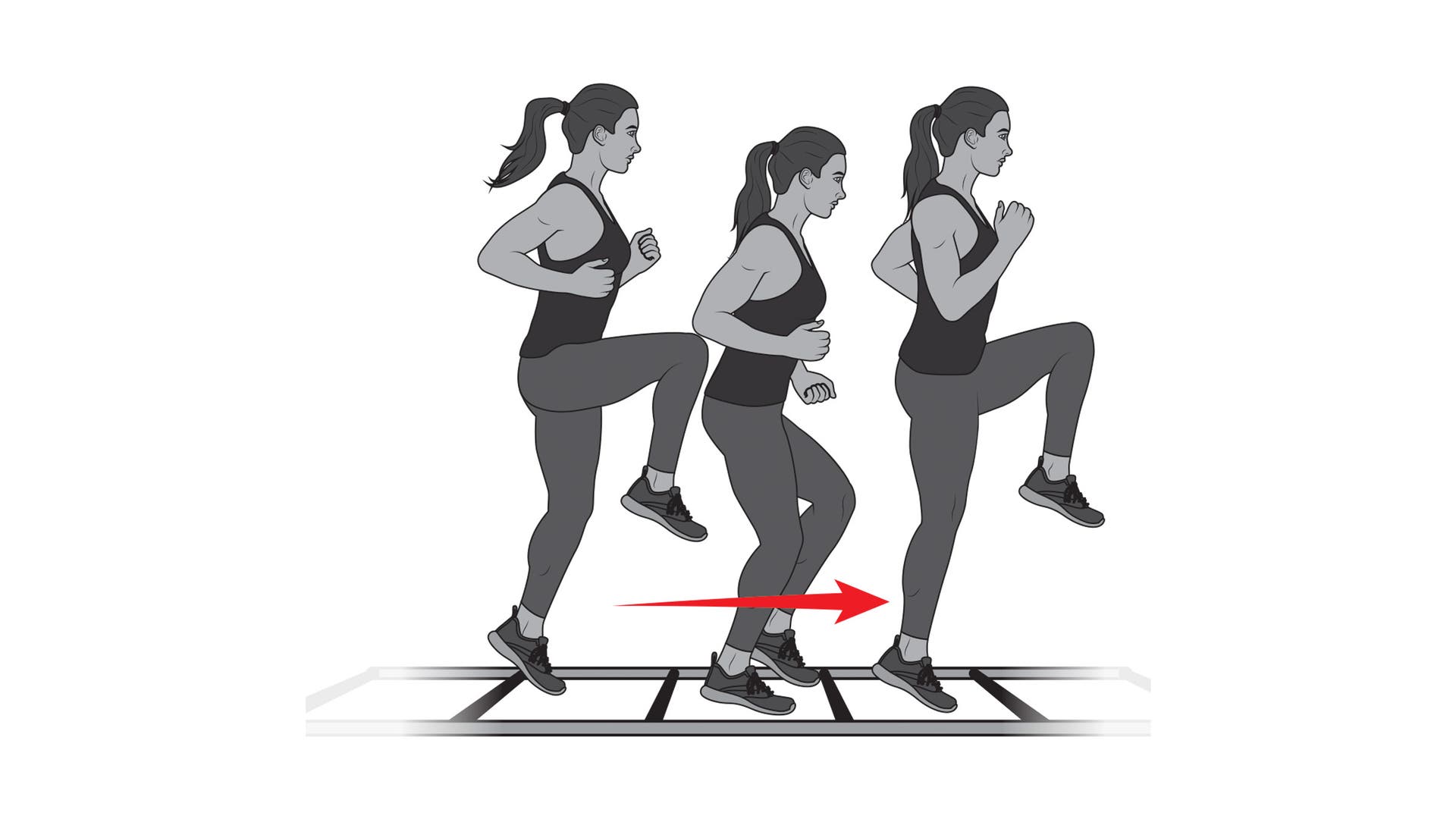 High knees can be done on an agility ladder.