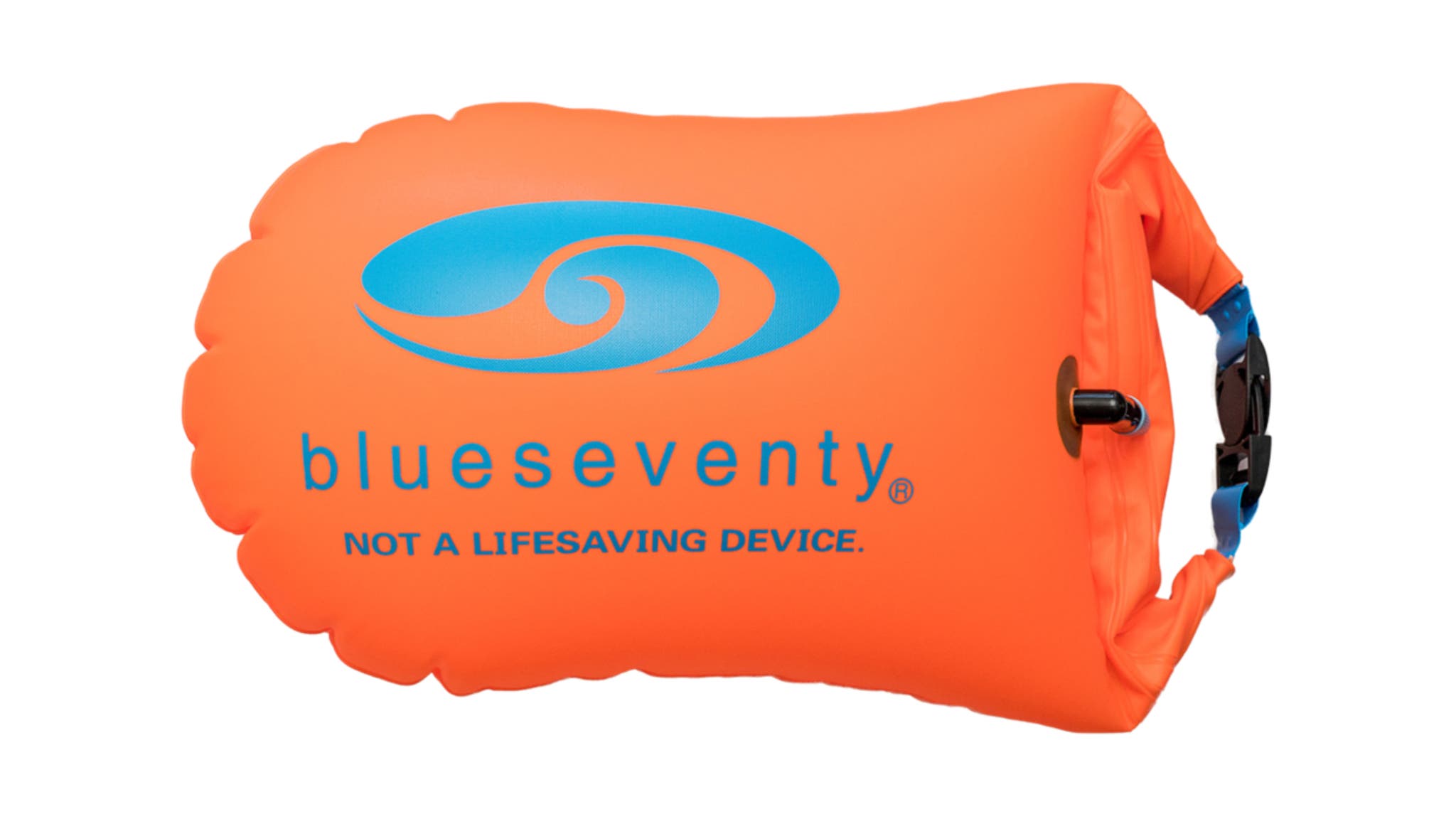 Bright orange floating BlueSeventy Buddy Bag