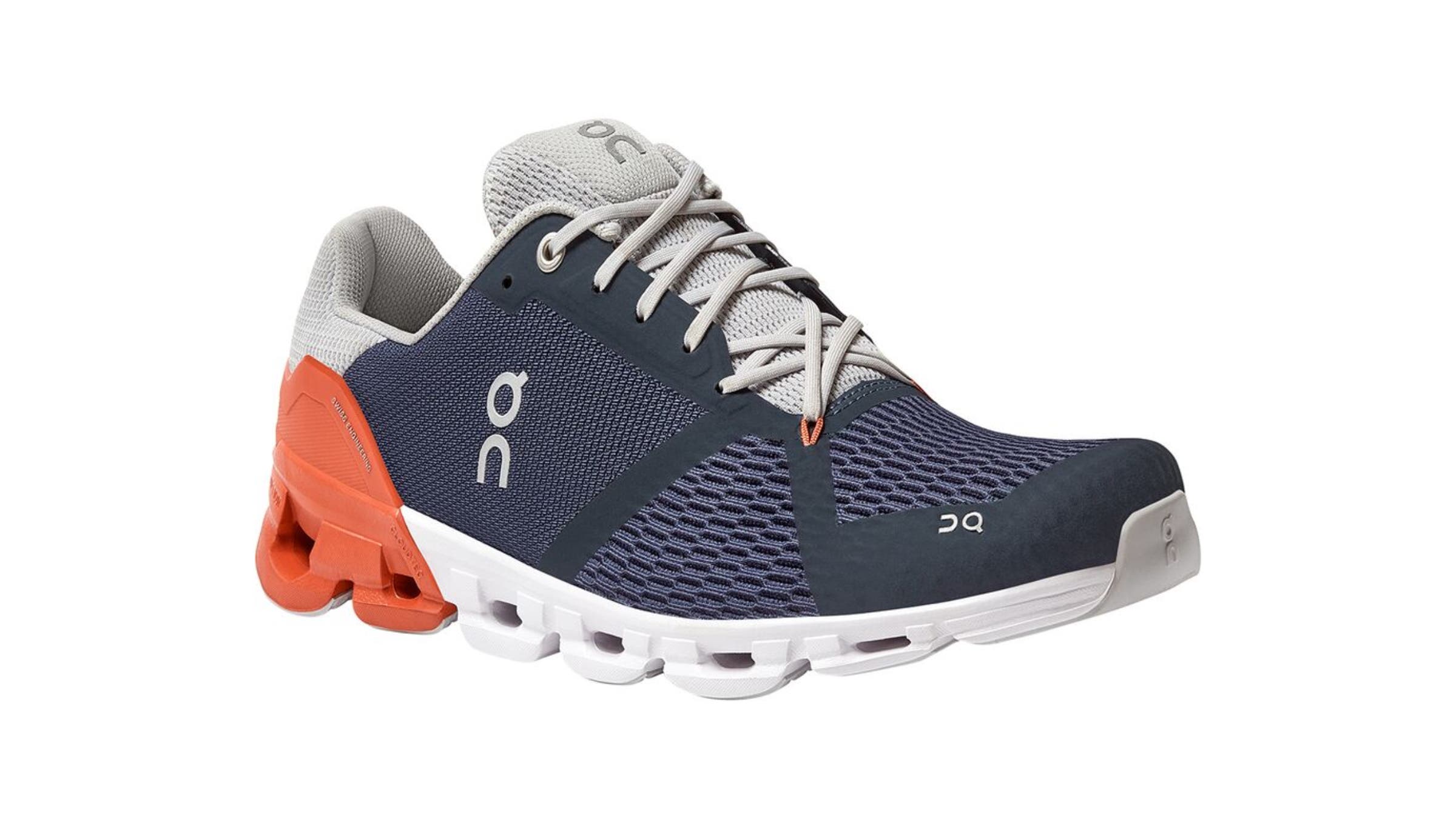 Orange and navy On Cloudflyer with white accents