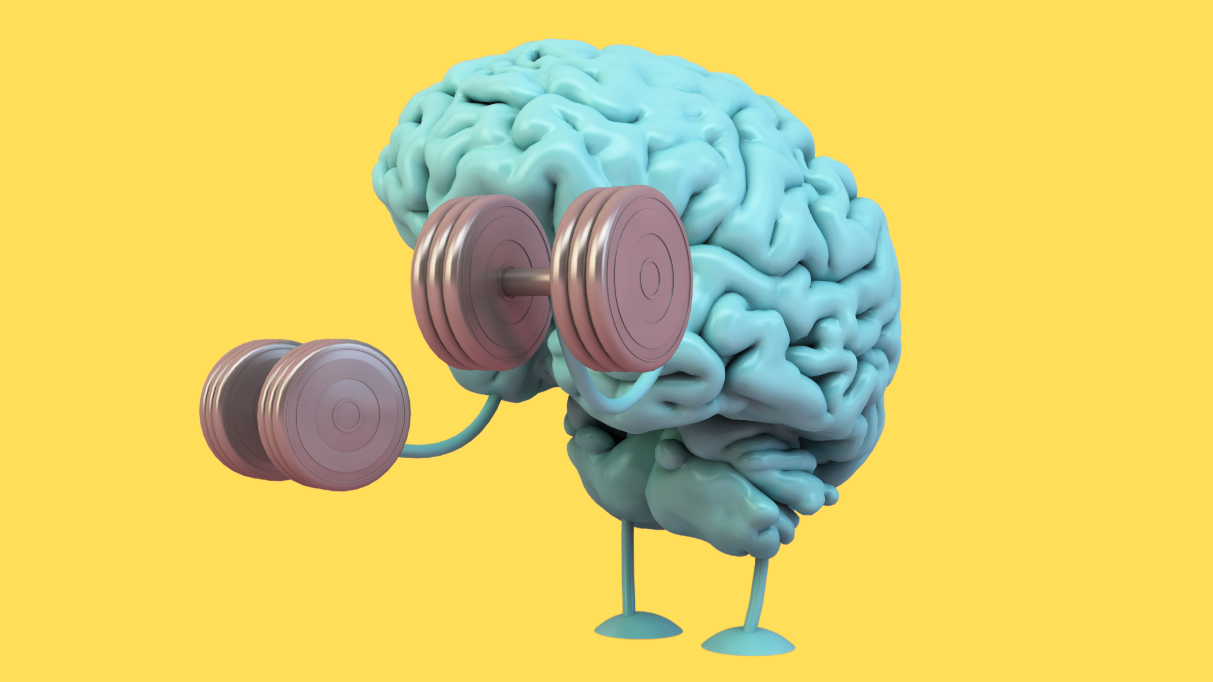 Illustration of a brain lifting weights