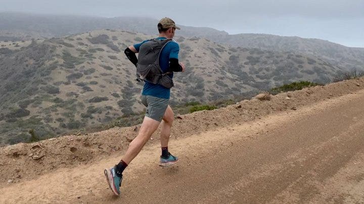 The author testing the Maloja Lagsm Running Shorts.