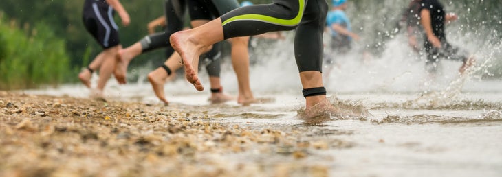Athletes begin their first triathlon after going from running to triathlon