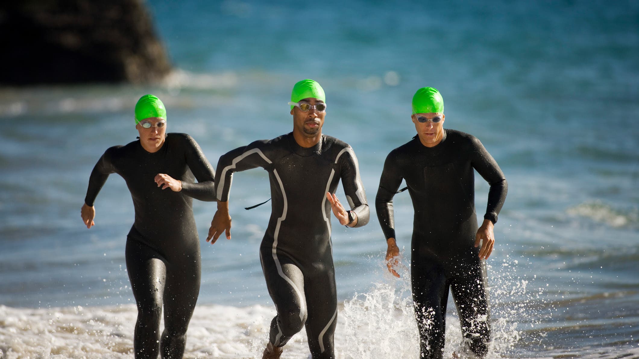 Triathletes work on open-water swimming skills. Swimming is one of the biggest hurdles when going from cyclist to triathlete.