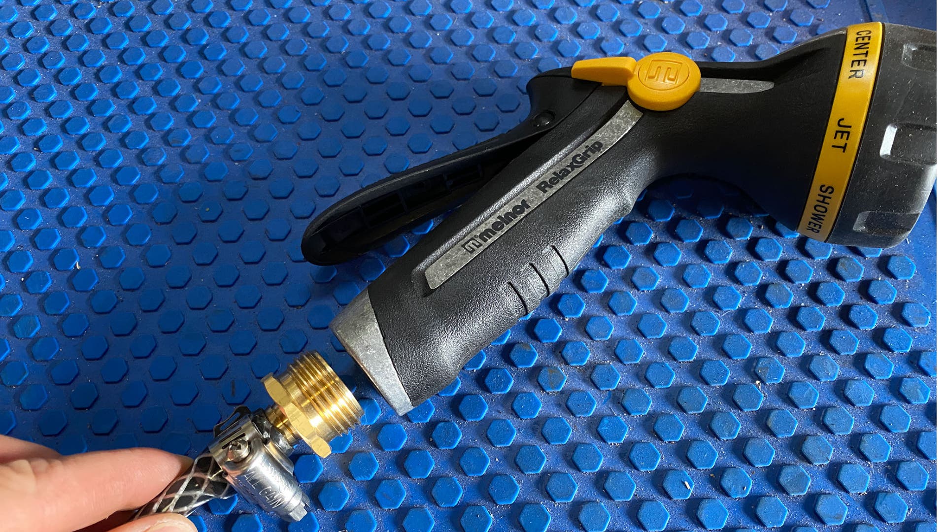 Portable shower hose nozzle fit