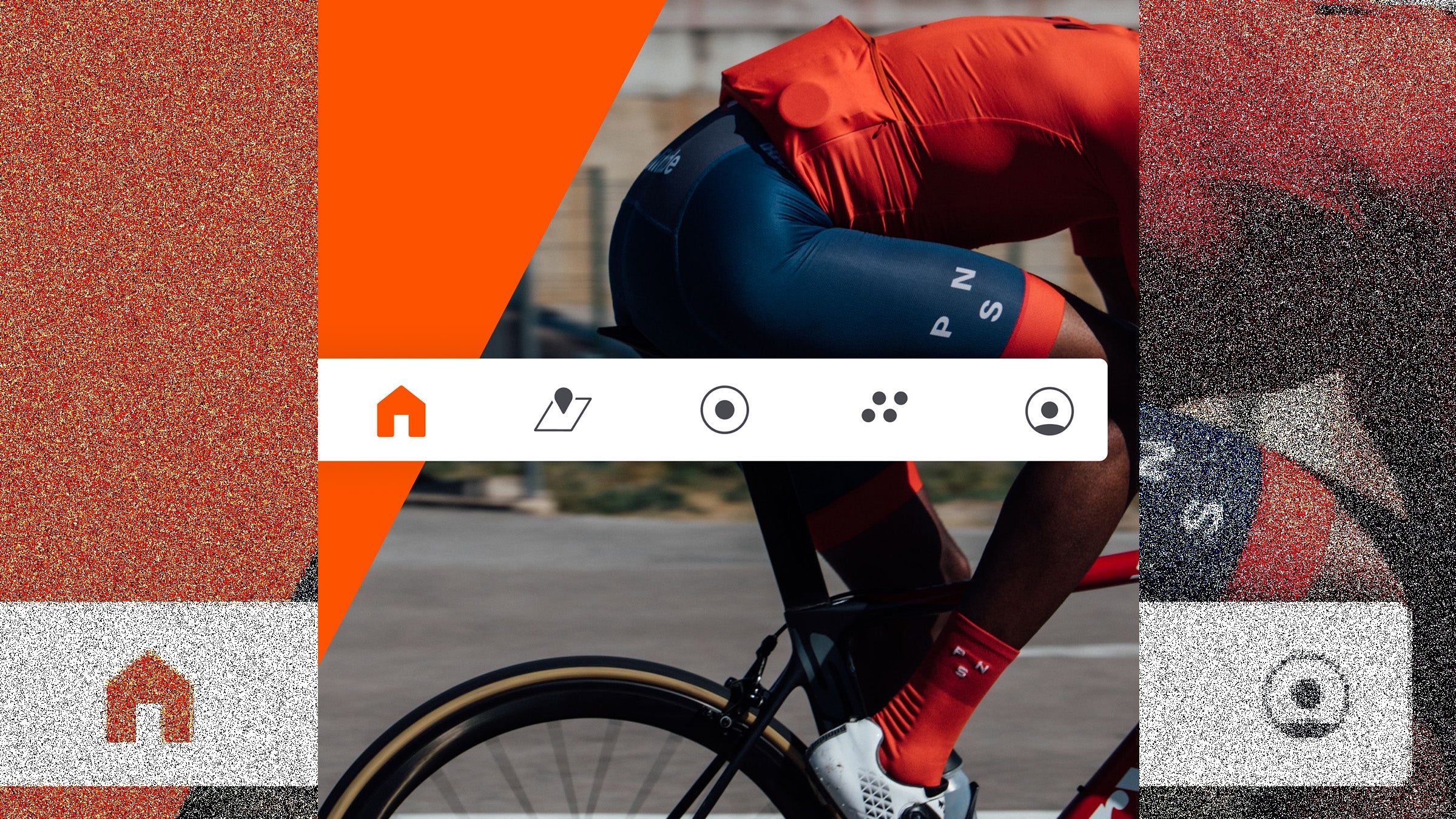 Graphic of Strava menu over a cyclist