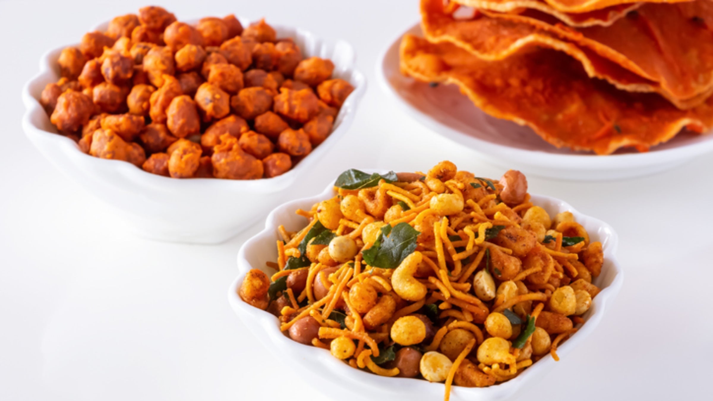 Bowls of salty snacks