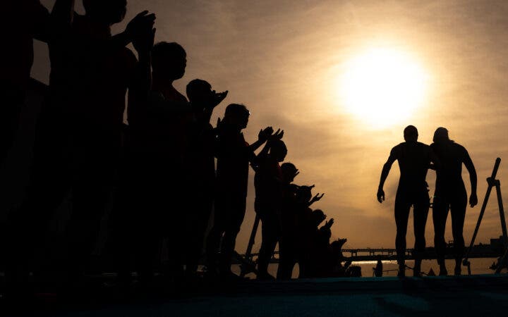 Paratriathletes line up before World Triathlon Para Series Yokohama.
