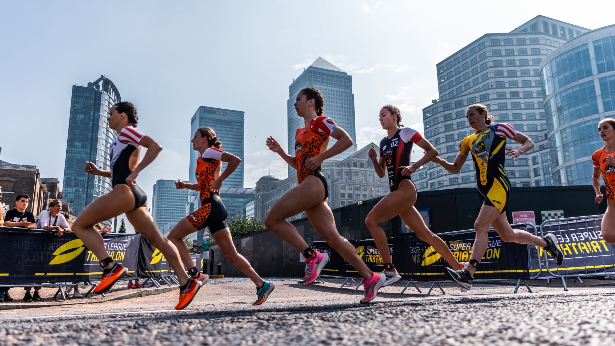 Athletes race through London during the Super League series kickoff on September 5.