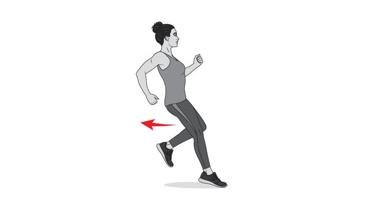 Woman running backward