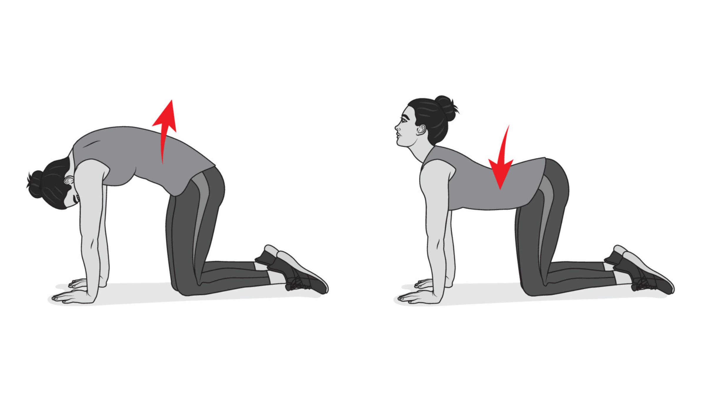 Woman demonstrating cat/cow move