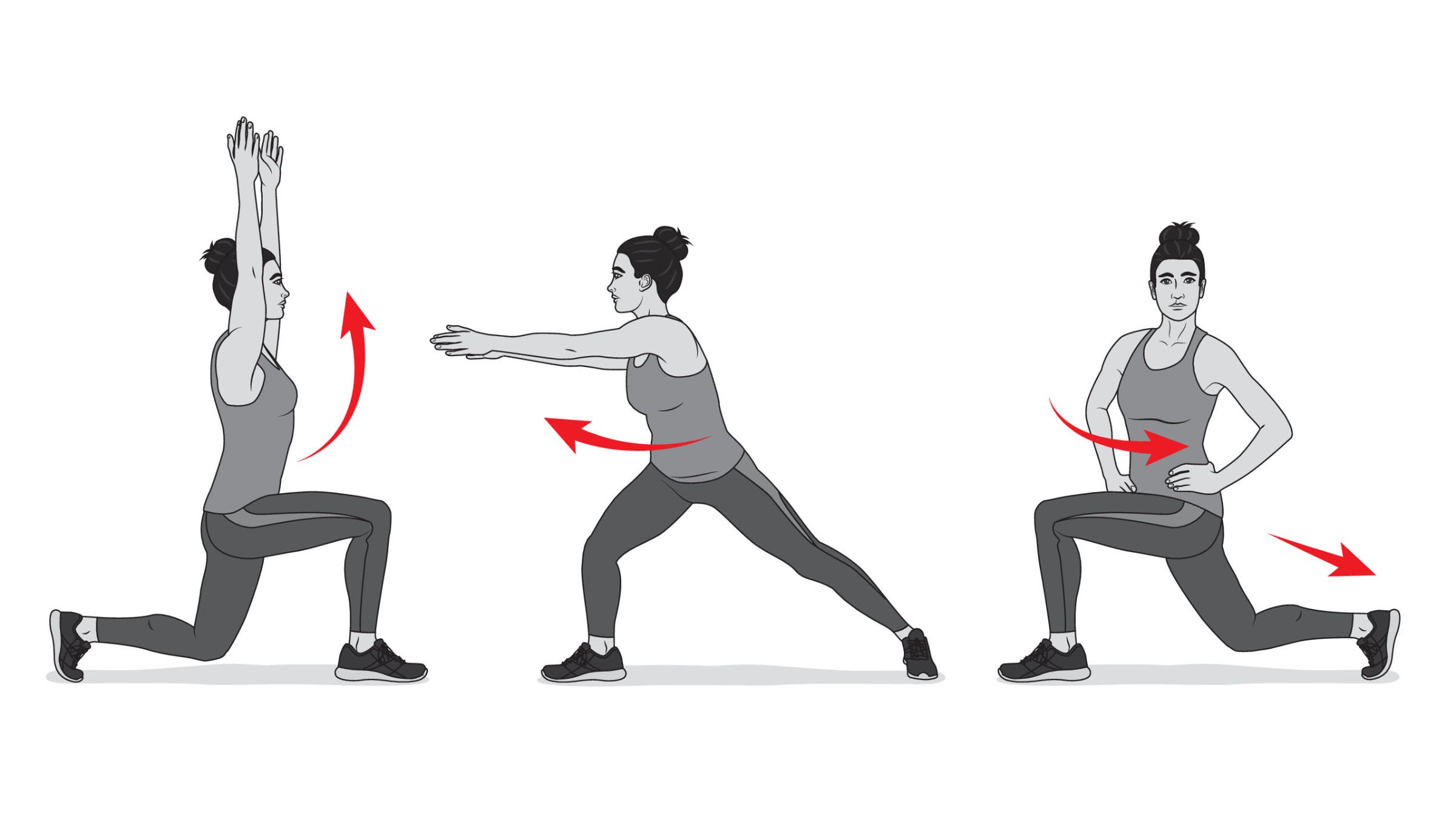 Woman performing a lunge matrix