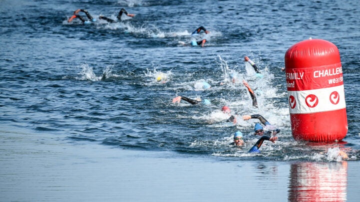 Challenge Family race participants put their practice on how to sight in open water swimming to the test on race day.